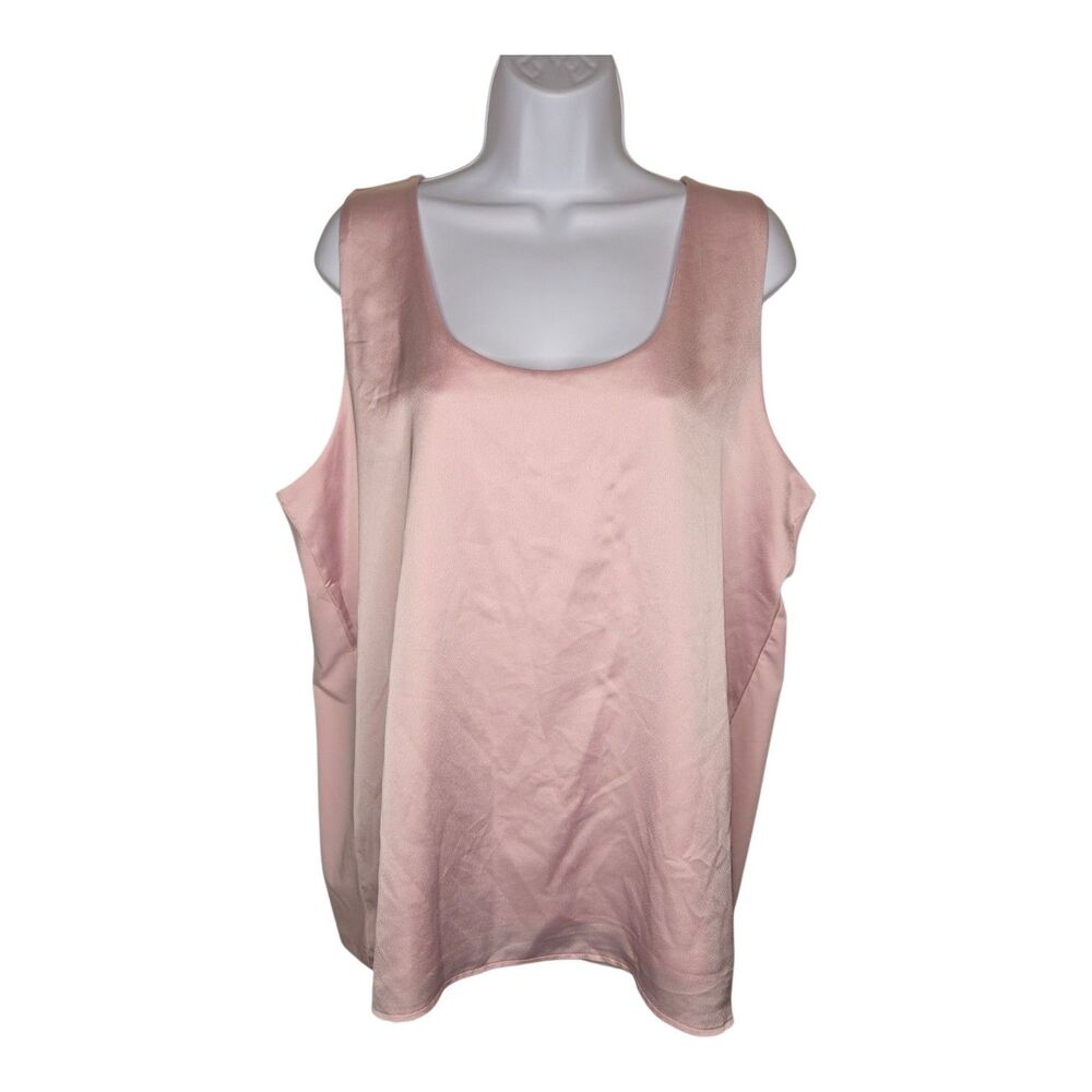 Ann Taylor Mixed Media Scoop Neck Tank Top - Angelic Pink, Size XXL